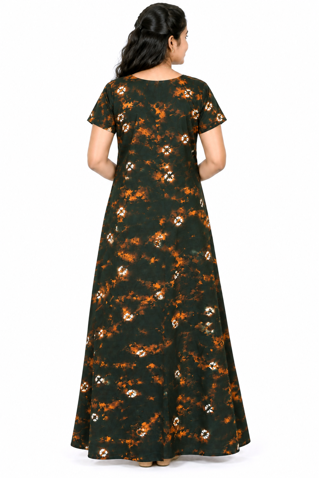 AISNIGHA's deep dark green Batik Cotton comfortable Nightwear