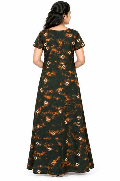 AISNIGHA's deep dark green Batik Cotton comfortable Nightwear