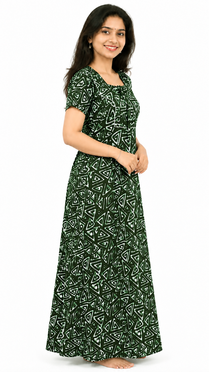 AISNIGHA Women's Pure Cotton Dark Green Nighty