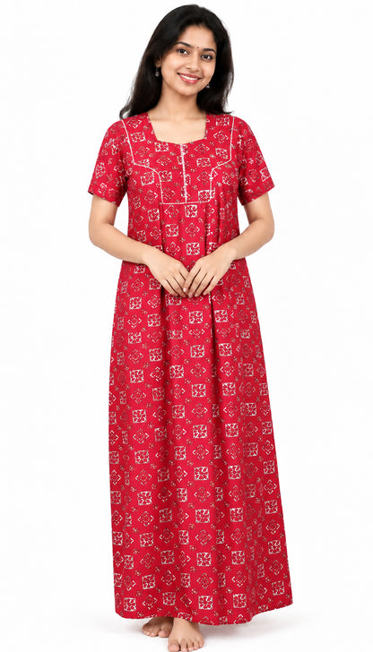 AISNIGHA Rose Madder Pure Cotton Nighty