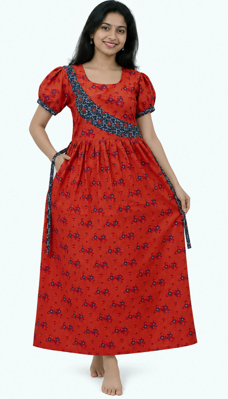 Pure Cotton  Maroon Frock Model