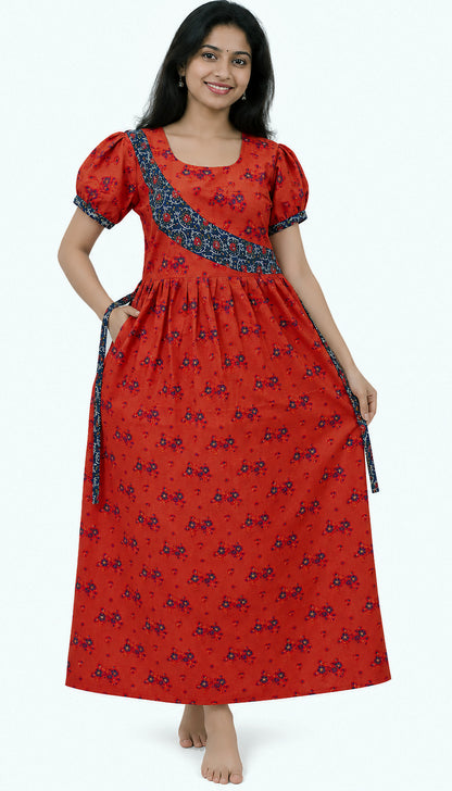 Pure Cotton  Maroon Frock Model