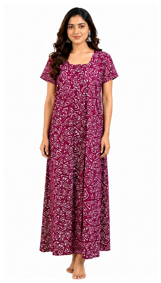 AISNIGHA Women's Pure Cotton Magenta Nighty