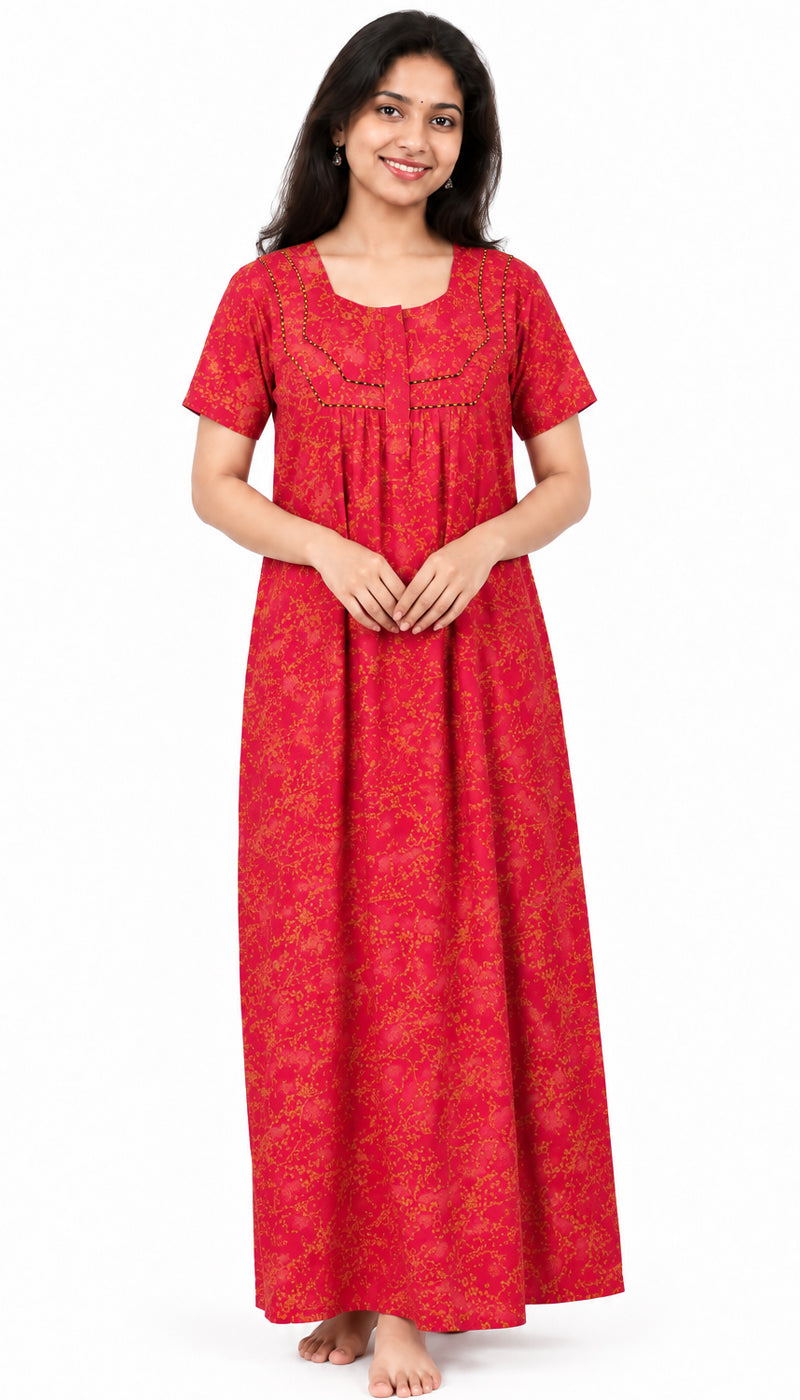 AISNIGHA Flor Rosa Pure Cotton Nighty