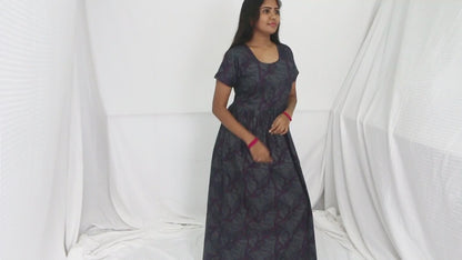 gray   cotton frock nighty