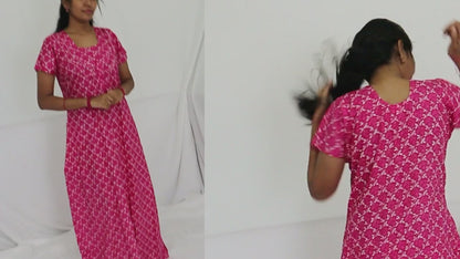 LIGHT ROSE COTTON  Floral Nighties