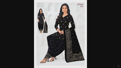 Women's Pure Cotton Unstitched Patiala Salwar Suit Dress Material,  Left in 2