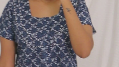 Prussian blue COTTON  Floral Nighties