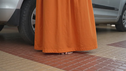 Orange Cotton Nighty Frock for Women | Pure Cotton Daily Wear | AISNIGHA Nighties
